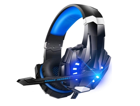 Auriculares estéreo para juegos para Ps4 Pc Xbox One Ps5 controlador de graves auriculares con cancelación de ruido envolvente azul BISBISOUS