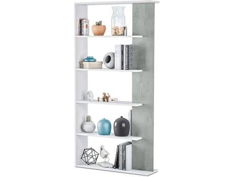 Estantería HABITDESIGN Alida (Blanco Artik - Gris Cemento - Melamina - 90 x 180 x 25 cm)