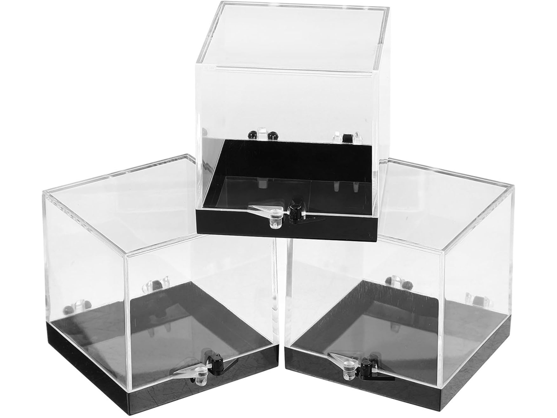 Juego 3 Cajas Expositoras Plástico Negro Muestras Minerales Duraderas Fáciles Guardar Ideales Coleccionar