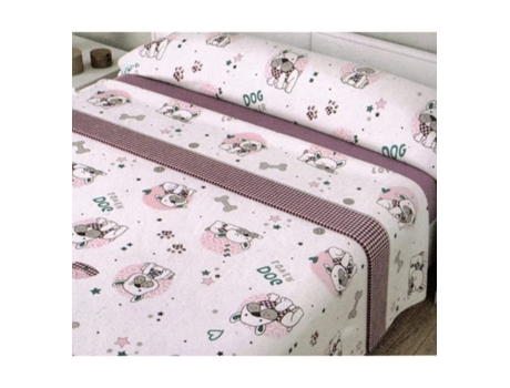 Juego De Sábanas Invierno Coralina Bulldog Rosa/Granate (Cama 90) Hm'S Home'Secret HMS HOME SECRET