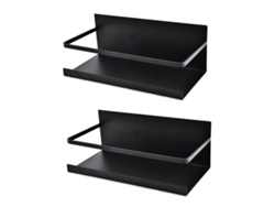 Juego de 2 estantes magnéticos para refrigerador de acero inoxidable, organizador con ganchos (negro) TRUYUETY