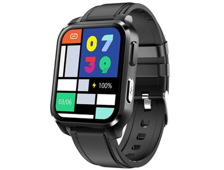 Smartwatch E90 Presión arterial Oxígeno en la sangre Monitoreo del sueño Deportes Impermeable Cuero negro