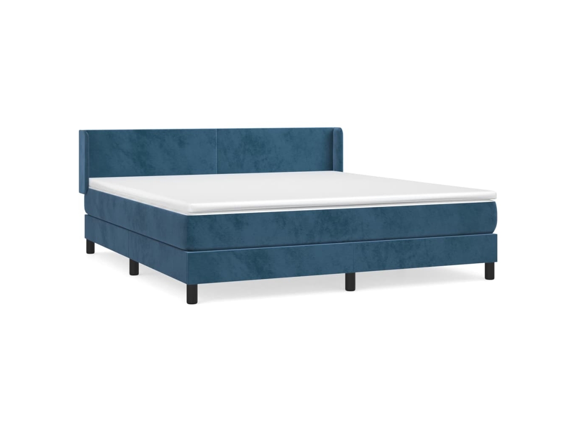 Cama Box Spring VIDAXL Azul Terciopelo (160x200 cm)