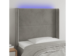 Cabecero Con Led De Terciopelo Gris Claro 103x16x118/128 Cm