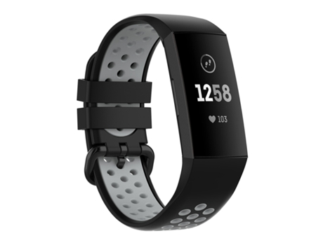 Correa de reloj inteligente para Fitbit Charge 4/Charge 3/Charge 3 SE Watch Button Correa de repuesto de silicona de dos colores (negro gris)