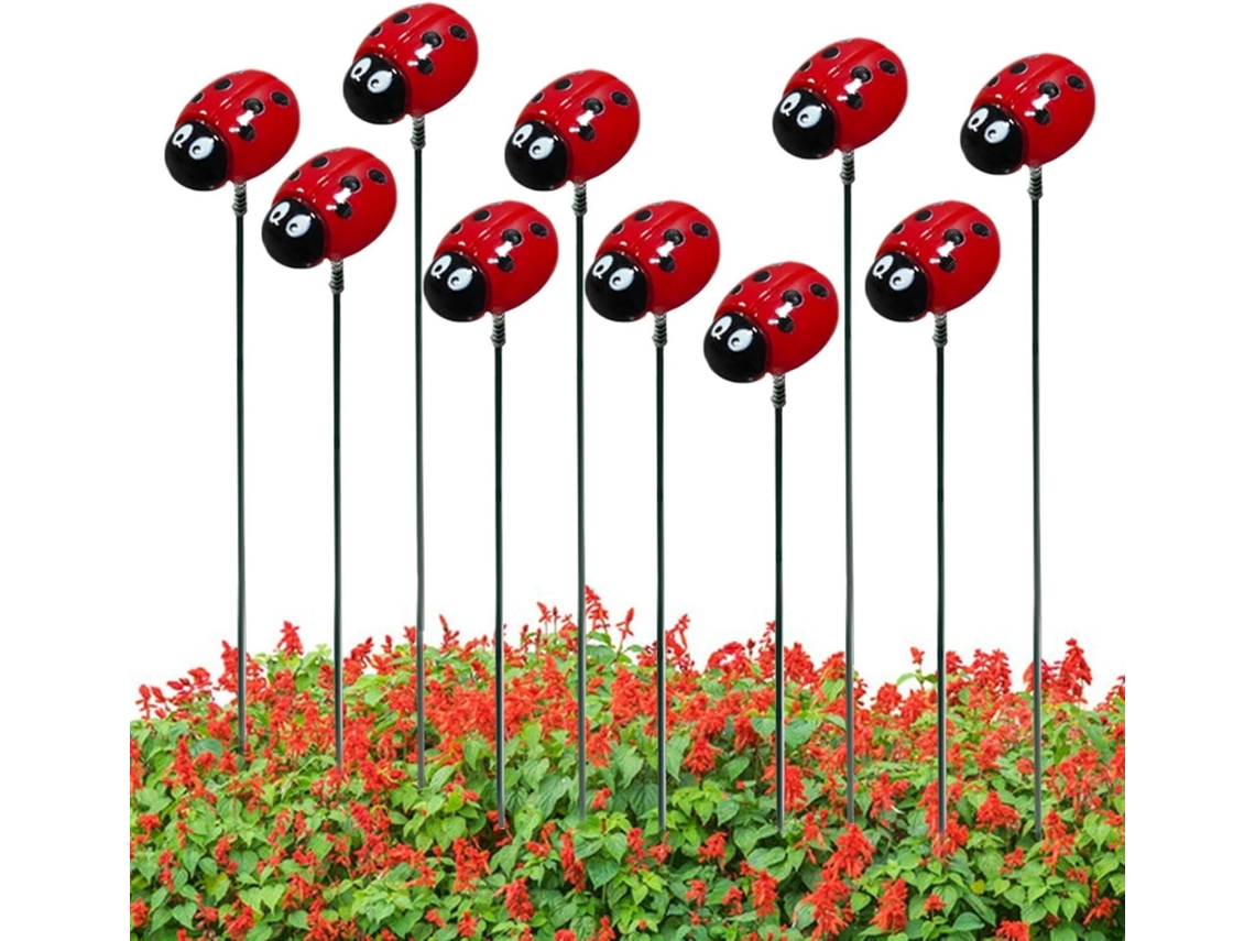 Estacas Decorativas De Mariquita Para Jardín, 10 Unidades Estacas Para Jardín, Estacas Para Plantas Decoración De
