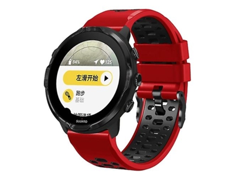 Correa para reloj Suunto 7 de silicona con tres filas de agujeros, rojo y negro VENISYMLIS