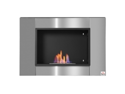 Chimenea De Bioetanol Empotrable, De Pared, Quemador De 0,9 L, 3 Horas De Duración, Acero Inoxidable, 80 Cm.