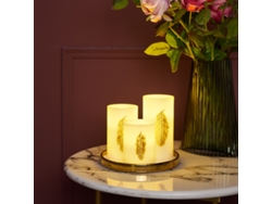 Set de 3 velas PAULEEN Golden Feather 7,6 cm, 7,6 cm et 10 cm