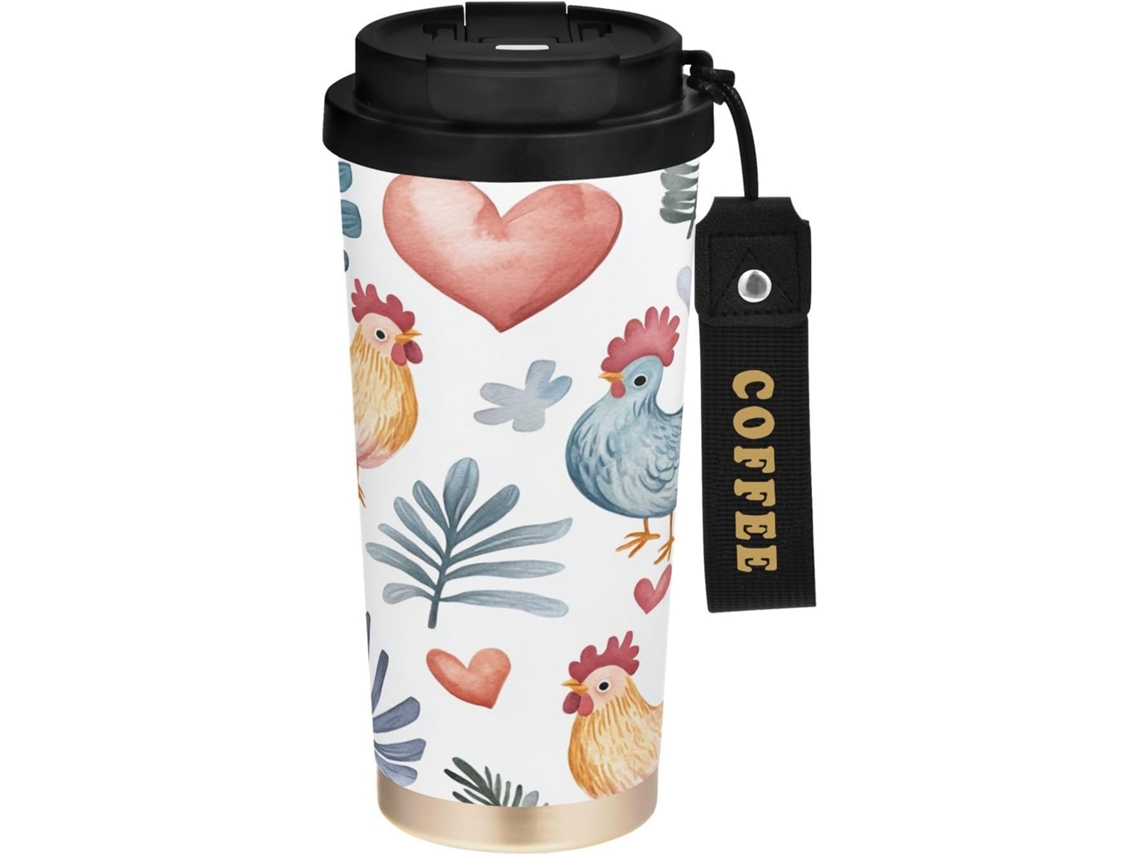 Taza térmica de acero inoxidable con aislamiento al vacío de doble pared, a prueba de fugas, sin marca.