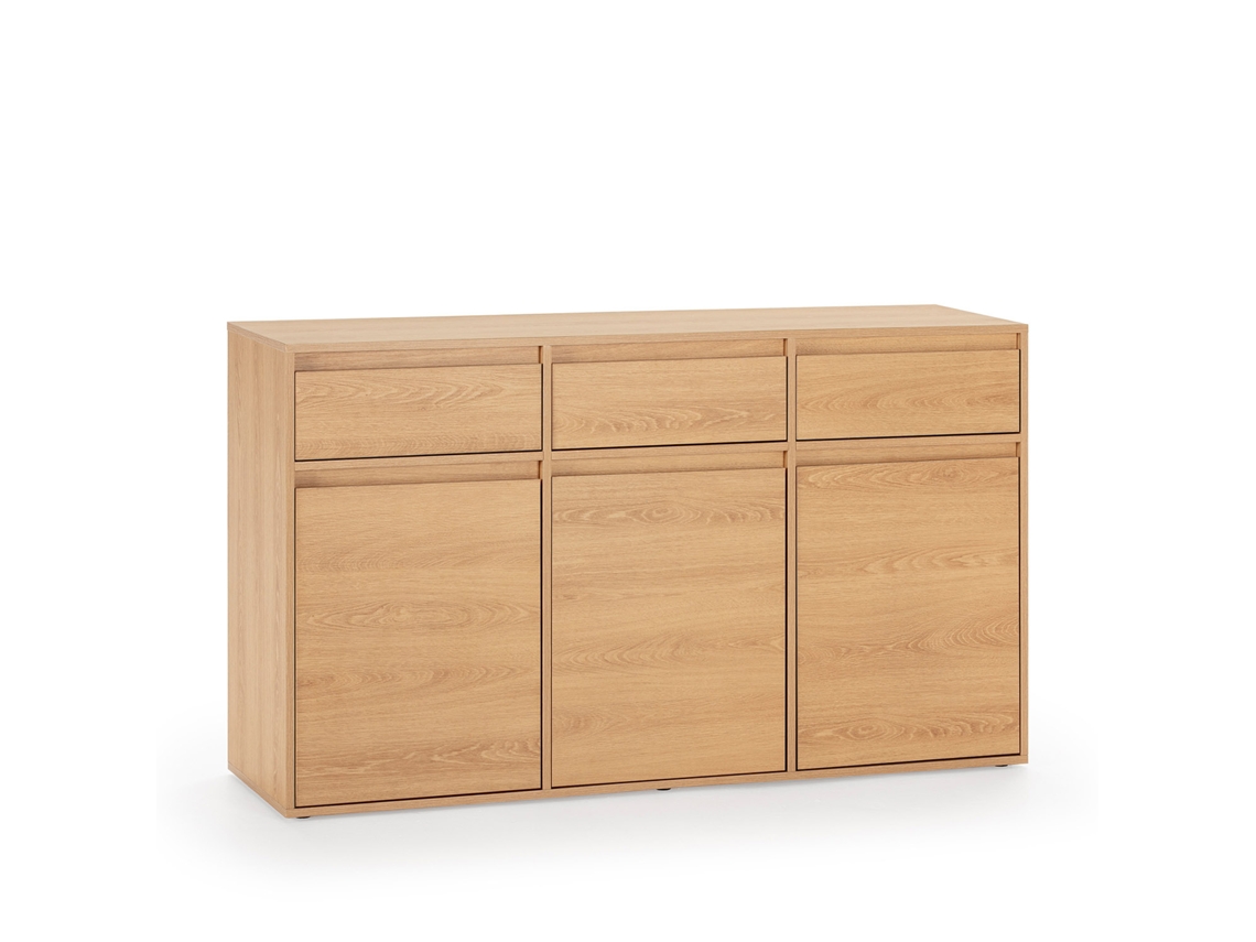 Aparador Tori 3 Puertas 3 cajones, Color Roble, 140 cm VS VENTA-STOCK
