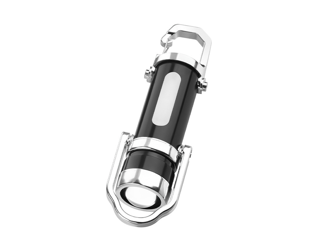Mini Linterna Led Telescópica Con Llavero - Zoom Recargable Y Portátil Con Gancho - 12x3,5x3cm