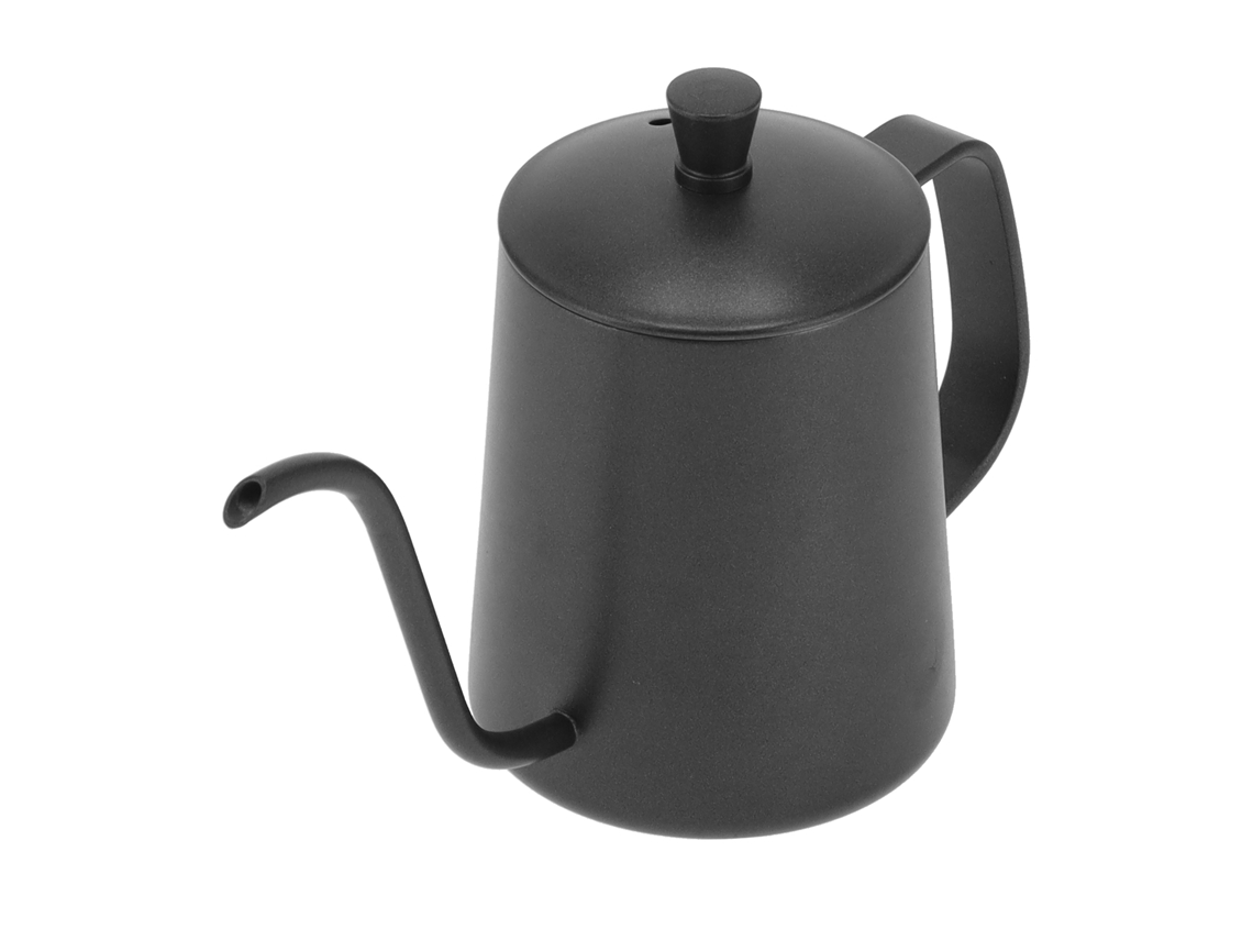 Jarra de café de cuello de cisne de 350 ml en acero inoxidable 304, color negro para cocina