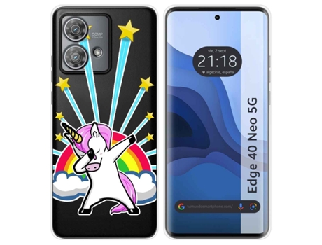 Funda Diseño Unicornio para Motorola Edge 40 Neo 5G TUMUNDOSMARTPHONE Silicona Multicolor