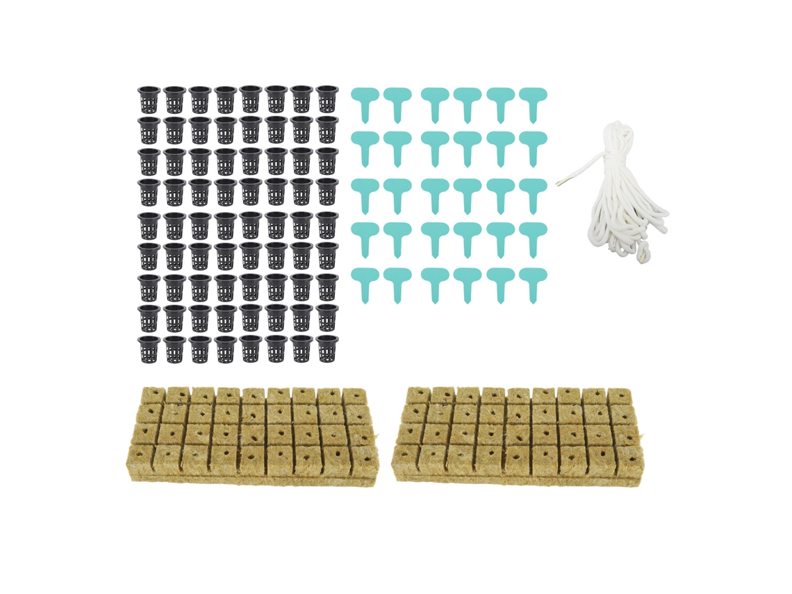 72 Cubos De Lana De Roca (1 Pulgada) Con Bandejas De Malla De 2 Pulgadas Para Hidroponía.