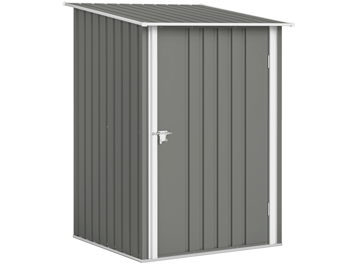 Caseta De Herramientas De Jardín De Acero Galvanizado Con Puerta Abatible, 100x104x160cm, Gris Claro.