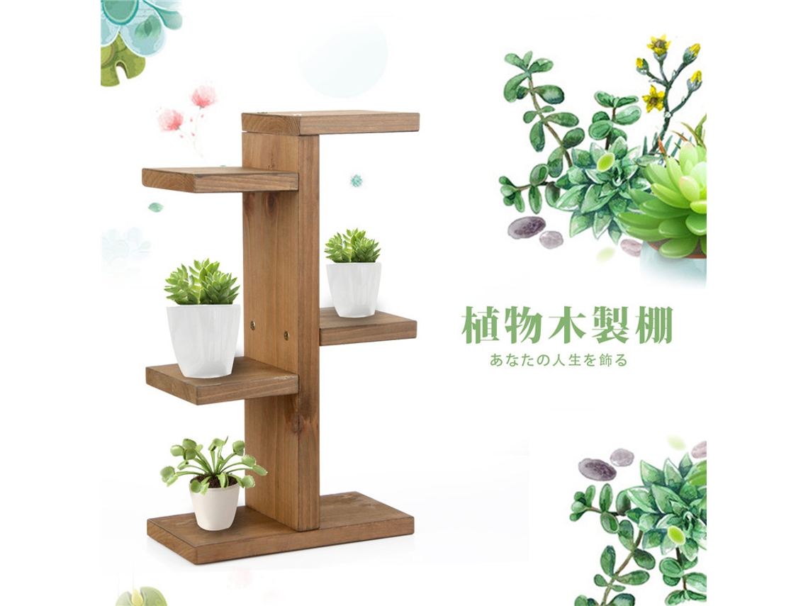 Estantería decorativa de madera para plantas con varios niveles