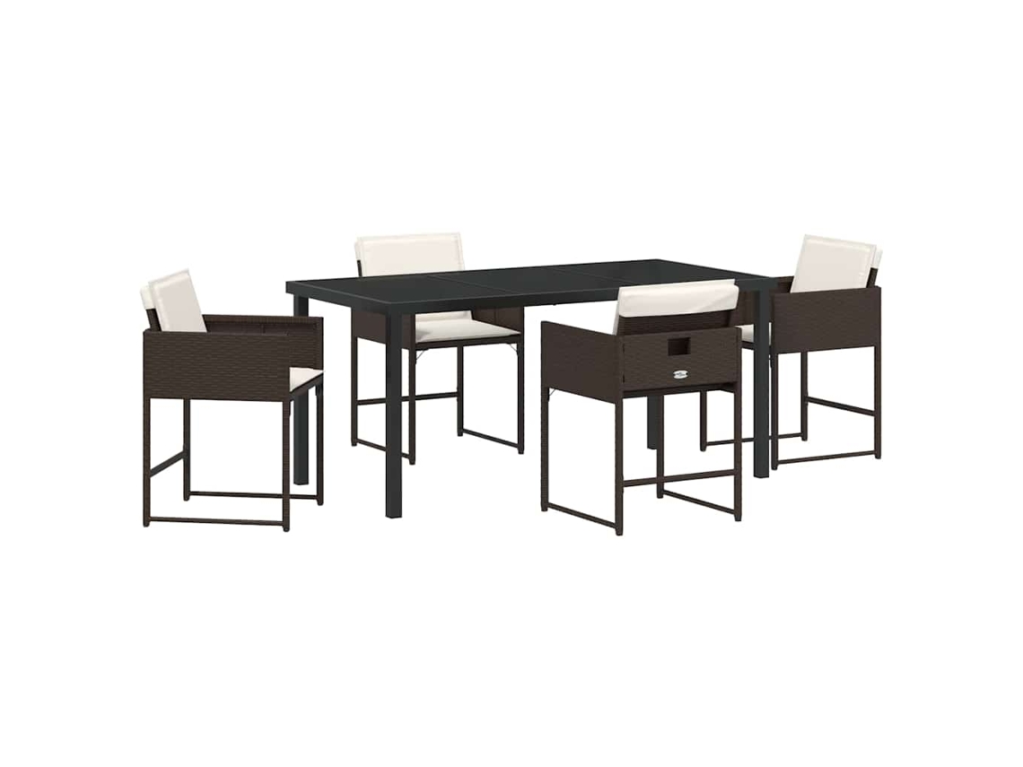 Maison Exclusive - Conjunto De Comedor De Jardín 5 Pcs Marrón Ratán Sintético