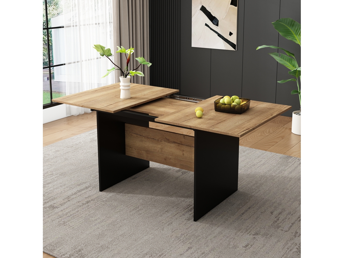 Mesa De Comedor Extensible Para 4 A 6 Personas - En Mdf - Marrón