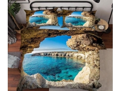 Funda de Edredón AJ WALLPAPER 3D Cueva Mar Paisaje 37 (200 x 225cm)