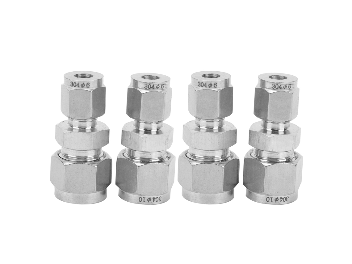 4 Peças Adaptador De Tubo De Compressão Aço Inoxidável 304 Redutor Retto União Dupla Ferrula (ф6/ф10)