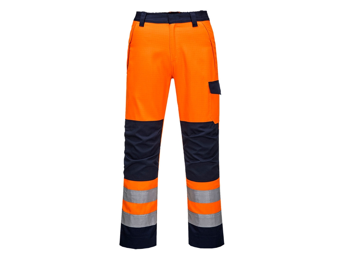 Pantalones Modaflame Ris Naranja/Azul Marino Protección Avanzada / Naranja Azul Marino / M Portwest