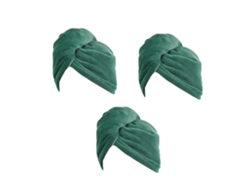 Conjunto de Toalla KOFIHETY Funda Cabello Paquete Absorción Rápida Grueso Lana Verde - 3pcs (Talla Única)