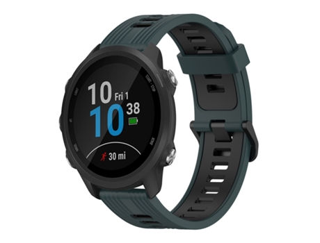 Correa Smartwatch para Garmin Forerunner 245 20mm Patrón Vertical Silicona Bicolor (Verde Oliva + Negro)