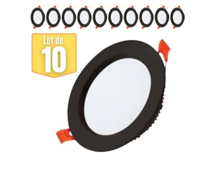 Conjunto de 10 manchas negras negras LED LED Alexa 12W 7000K HOROZ ELECTRIC