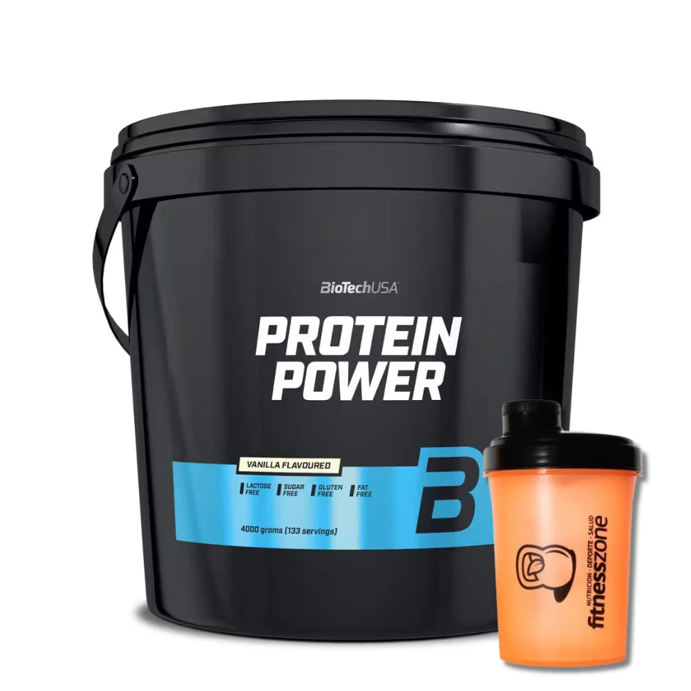Proteína Power 4 kg - Chocolate con regalo de shaker Fitnesszone BIOTECH USA