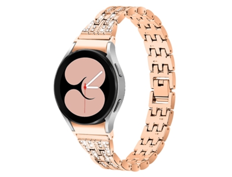 Correa de metal 5 cuentas 2 filas diamantes de imitación brillantes para Samsung Galaxy Watch4 Active 40mm/44mm/Watch4 Classic 42mm/46mm - oro rosa