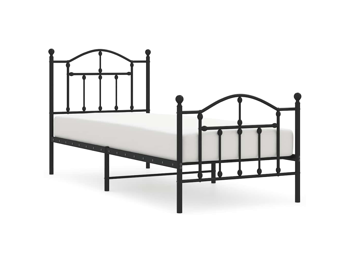 Maison Exclusive - Estructura Cama Sin Colchón Con Estribo Metal Negro 90x200 Cm