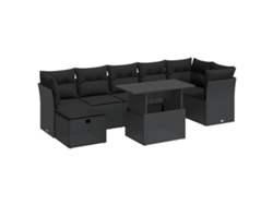 Conjunto 8 de sofás de jardín y cojines VIDAXL ratán sintético negro