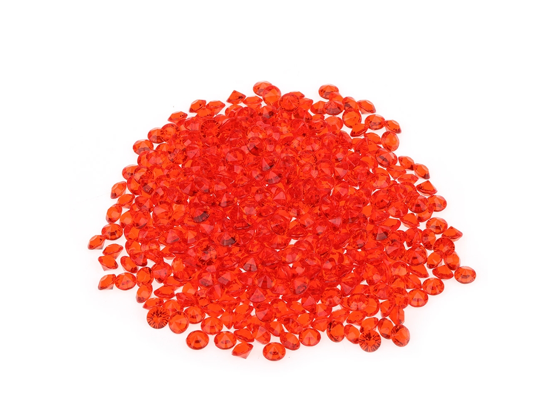 Confeti transparente de 6 mm, 1000 piezas de diamantes de plástico brillantes para decoración de bodas (rojo)