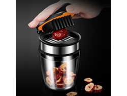 Cortador De Frutas Multifuncional De Acero Inoxidable Con Vaso Para Fresas, Plátanos, Huevos Y Verduras - Utensilio De Cocina