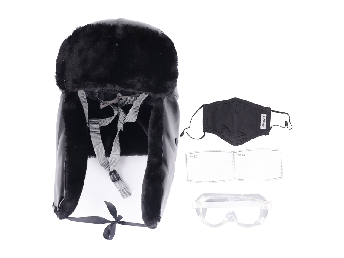 Capacete de Segurança de Pelúcia Inverno S/MARCA, com Óculos e Capa