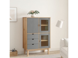 Aparador | Mueble De Comedor | Buffet Otta Madera Maciza Pino Marrón Y Gris 85x43x125 Cm Wsd10731