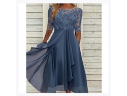 Vestido Midi Con Detalles De Encaje, Mangas Cortas, Ideal Para Fiestas, Bodas, Ocasiones Especiales, Estilo Casual Y Versátil.