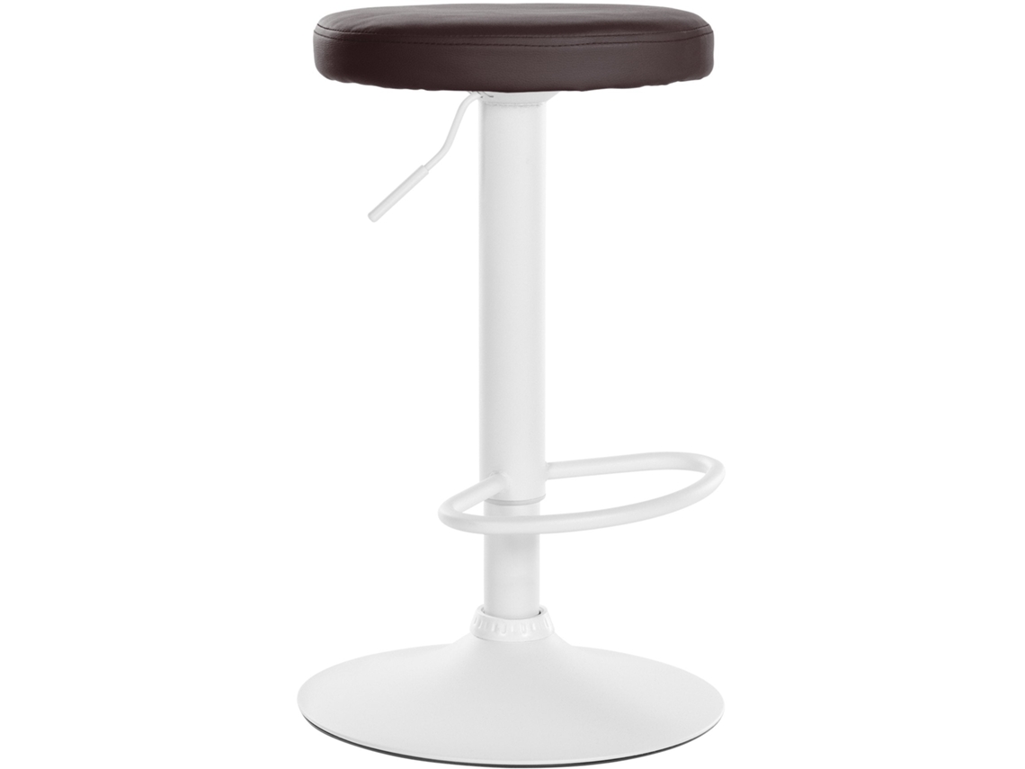 Taburete de bar X1 Diseño sencillo Altura regulable Tapizado PVC marrón Patas metal blanco 10_0006801 Décoshop26