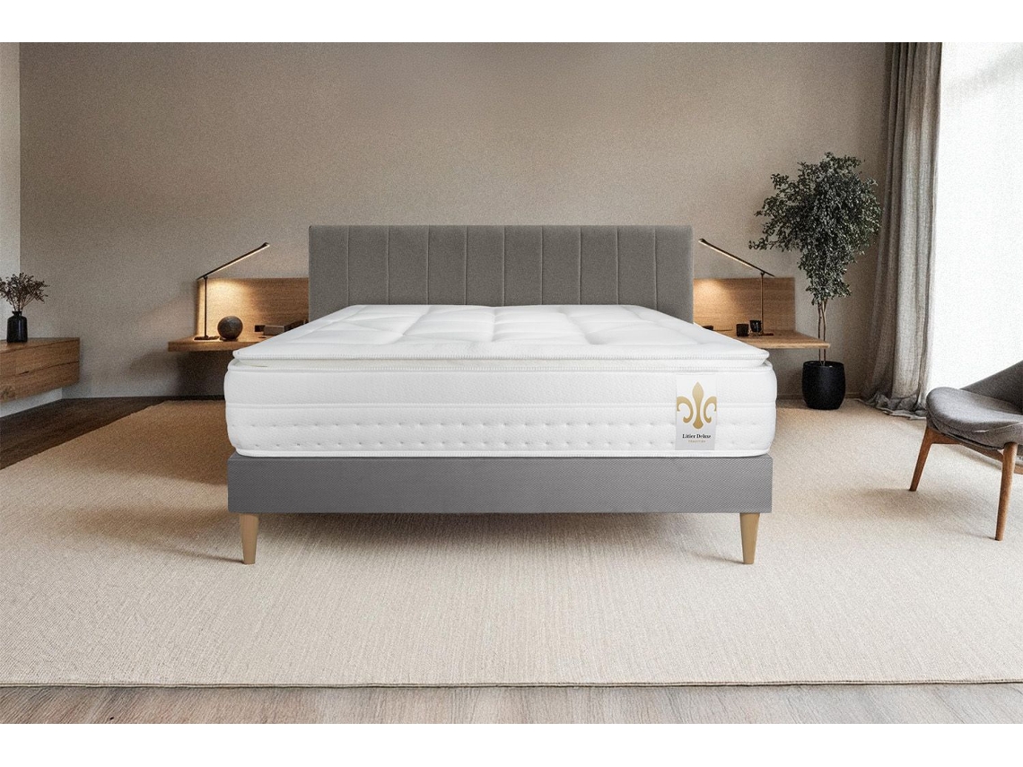 Colchón Base Vingt Huit LITIER_DELUXE_TRADITION Espuma con memoria Gris (200x200cm)