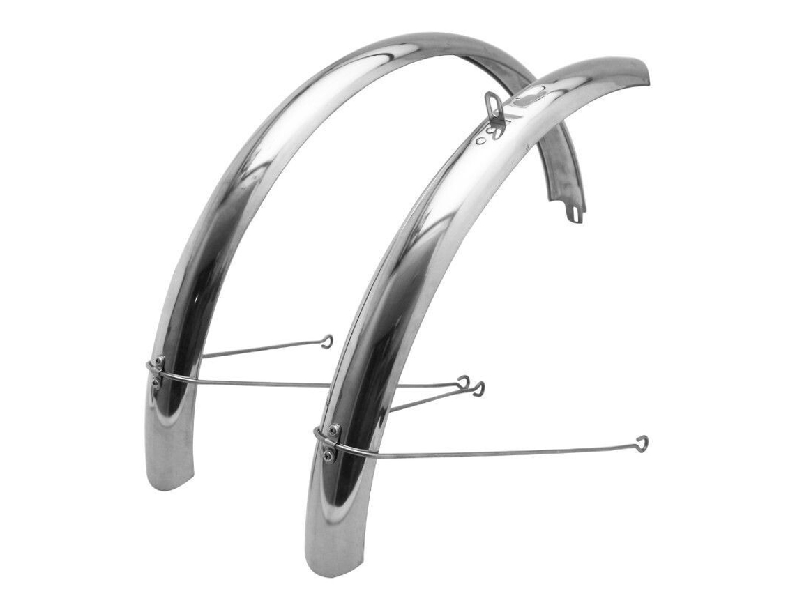 Par de guardabarros de acero inoxidable para bicicletas de montaña, entregados con un juego de varillas P2R 26-650B