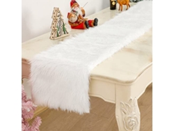 Camino de mesa navideño de felpa sintética de Blancanieves, lavable, 180 x 35 cm, decoración para mesa de boda