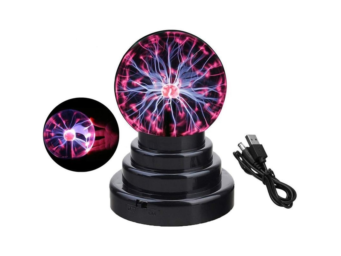 Lámpara de plasma Linjou, luz nocturna táctil, funciona con USB/pilas - Creativa y mágica