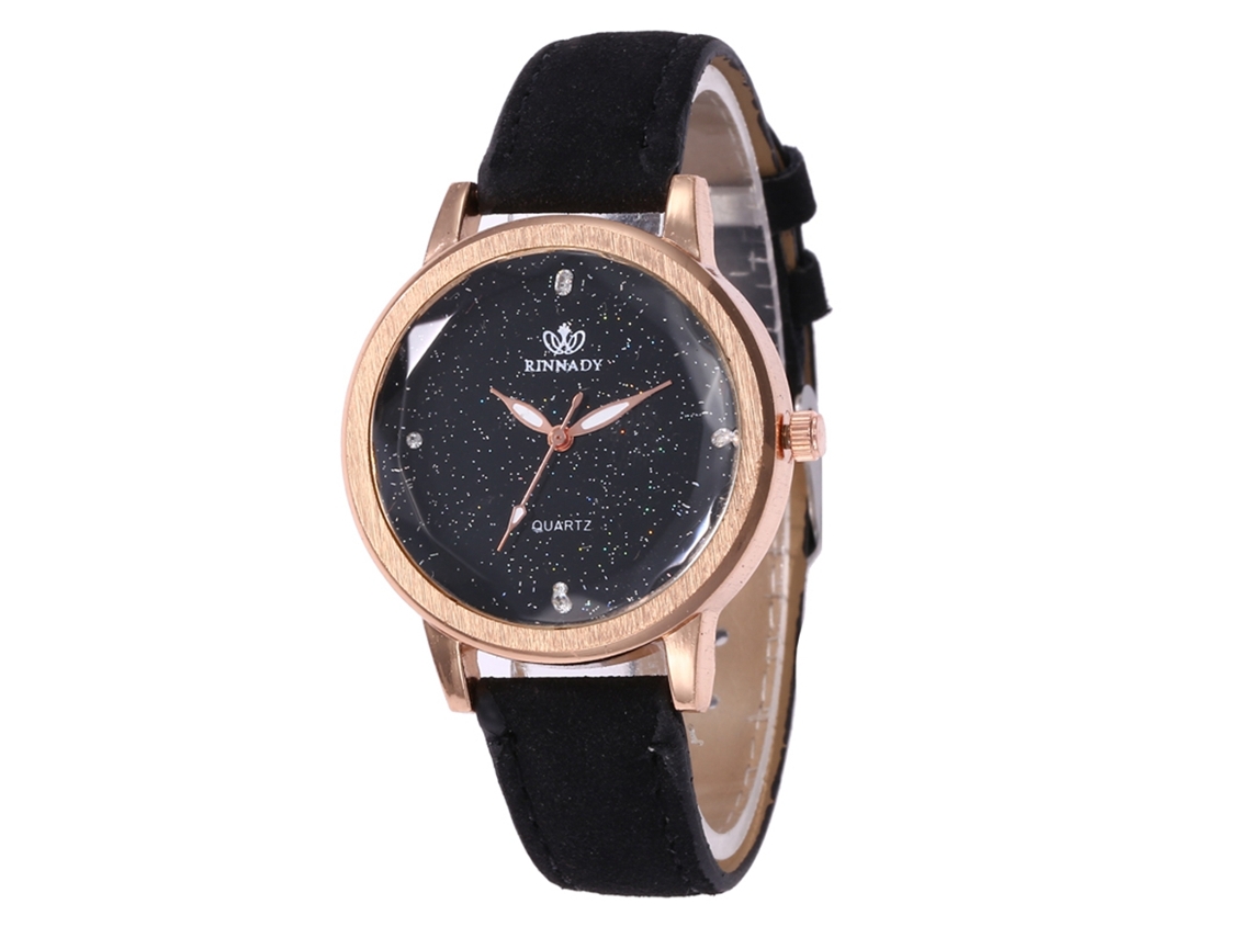 Reloj De Pulsera Analógico De Cuarzo Con Dial Redondo Fashionable (negro)