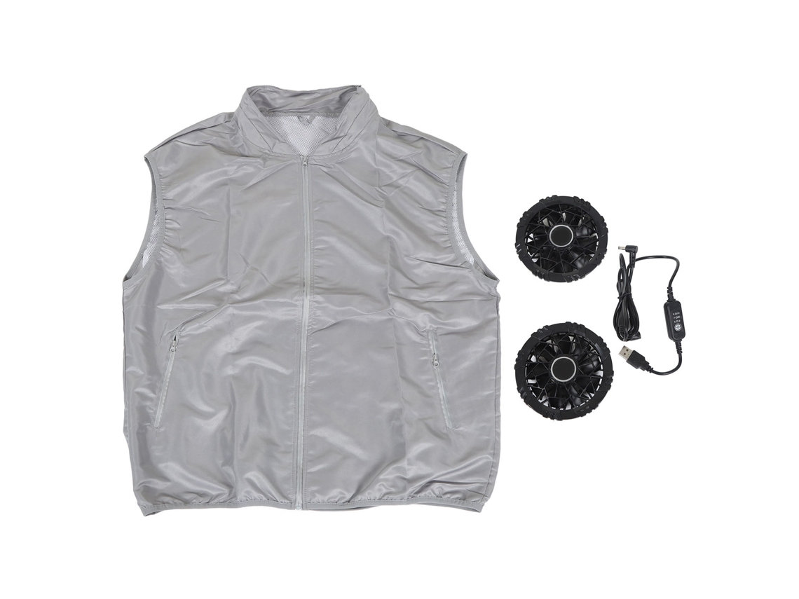 Omni-chaleco De Ventilador Refrigerante Unisex Sin Mangas Con 2 Ventiladores Brushless Para Clima Caliente Trabajo Pesca Senderismo Gris