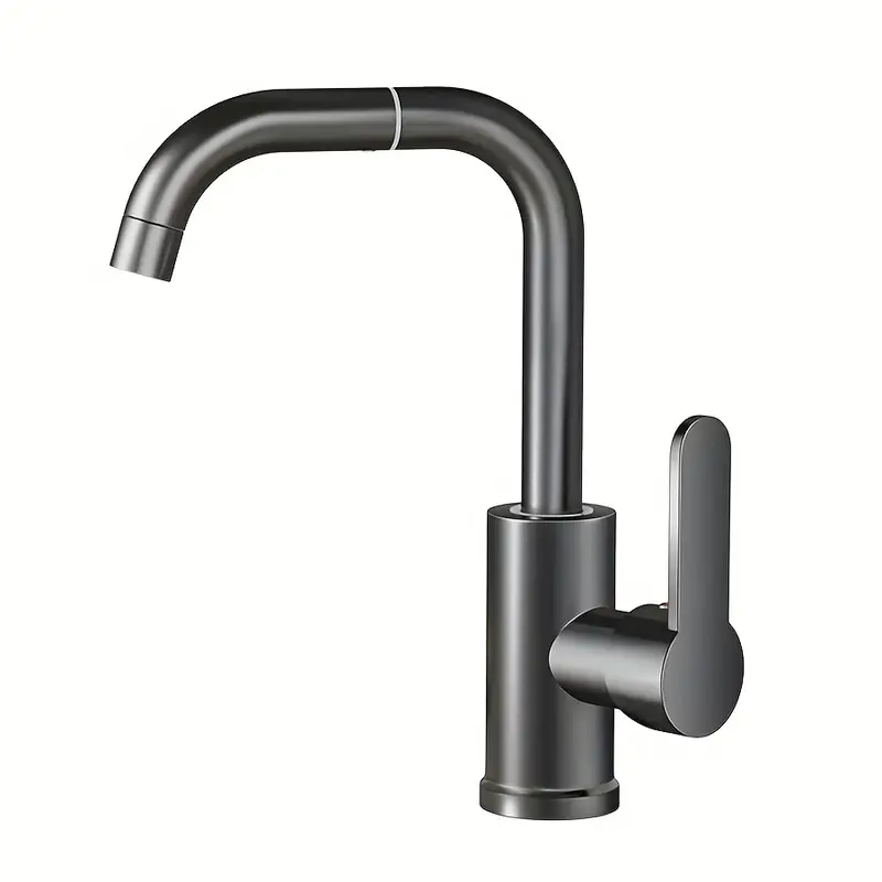 Grifo de cocina giratorio universal de un solo orificio, apto para fregaderos de encimera y lavabos, color gris Siurn