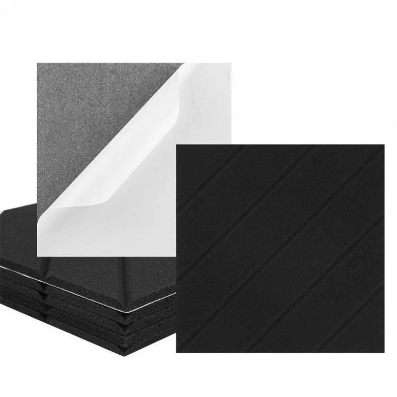 Paineles Acústicos Chrui Poliéster Ranuras Diag 30x30cm 12 Un (negro)