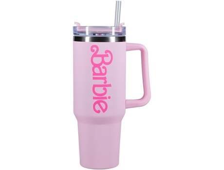 Vaso Térmico Barbie Logo XL con Pajita Soft Touch 1200 ml PALADONE
