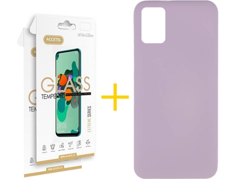 Kit Funda + 2 Protectores de Pantalla Samsung Galaxy A51 ACCETEL Silicona Líquida (Morado)