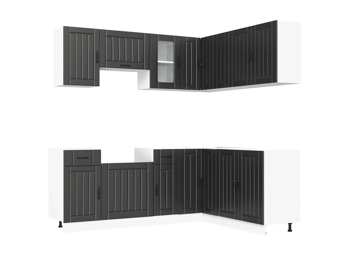 Maison Exclusive - Mueble De Cocina Lucca Negra 11 Piezas Madera Contrachapada